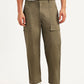 Men's Olive Straight Fit Mid Rise Commuter Cargos - Front View