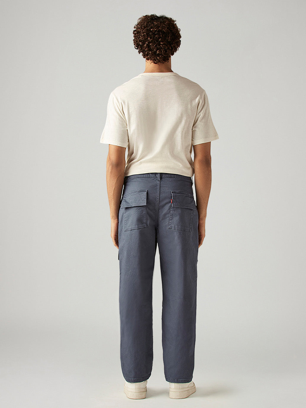 Men's Grey Straight Fit Commuter Mid Rise Trousers - Back View