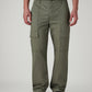 Men's Olive Straight Fit Mid Rise Cargos - Front View