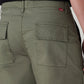 Men's Olive Straight Fit Mid Rise Cargos - Detail View