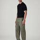 Men's Olive Straight Fit Mid Rise Cargos - Side View