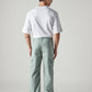 Men's Light Green Straight Fit Mid Rise Cargos - Back View