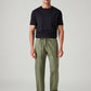 Men's Olive Relaxed Tapered Fit Mid Rise Linen Cargos - Front View