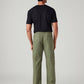 Men's Olive Relaxed Tapered Fit Mid Rise Linen Cargos - Back View