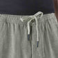Men's Olive Relaxed Tapered Fit Mid Rise Linen Cargos - Detail View