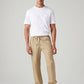 Men's Khaki Relaxed Tapered Fit Mid Rise Linen Cargos - Styleshot View