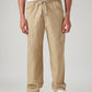 Men's Khaki Relaxed Tapered Fit Mid Rise Linen Cargos - Front View