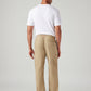 Men's Khaki Relaxed Tapered Fit Mid Rise Linen Cargos - Back View