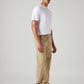 Men's Khaki Relaxed Tapered Fit Mid Rise Linen Cargos - Side View