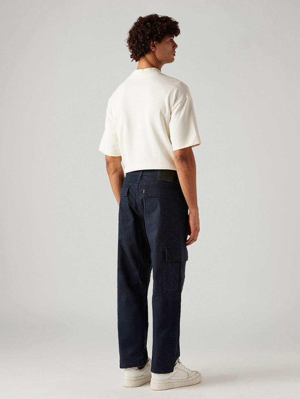 Men's 568 Navy Loose Fit Mid Rise Cargos - Back View