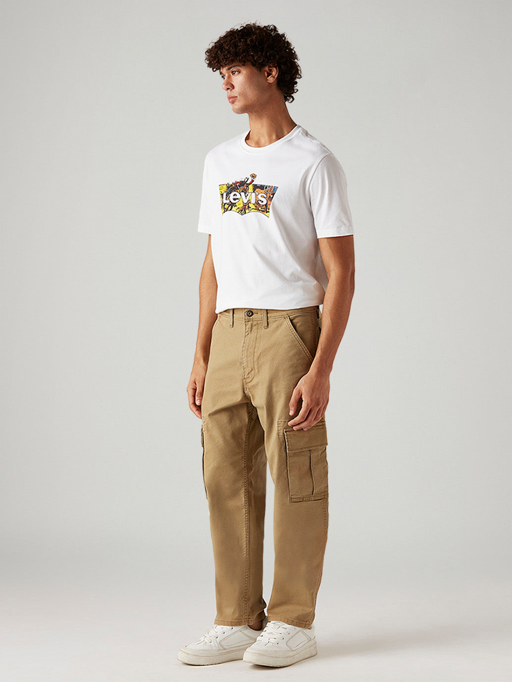 Men's 568 Brown Loose Fit Mid Rise Cargos - Side View