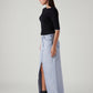 Women's Light Blue Regular Fit Mid Rise Ankle Column Skirt - Side View