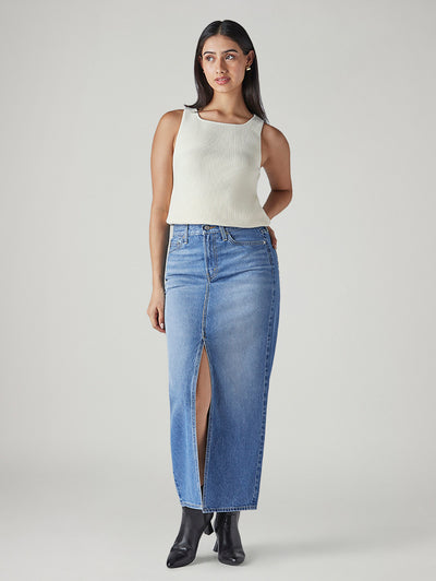 levi's Women's Blue Regular Fit Mid Rise Skirt-picture-12