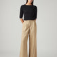 Women's Beige XL Straight Loose Fit Mid Rise Trouser - Front View