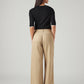 Women's Beige XL Straight Loose Fit Mid Rise Trouser - Back View