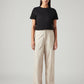 Women's Beige Loose Fit High Rise Linen Trousers - Front View