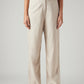Women's Beige Loose Fit High Rise Linen Trousers - Front View