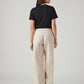 Women's Beige Loose Fit High Rise Linen Trousers - Back View