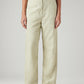 Women's Light Green Loose Fit High Rise Linen Trousers - Front View