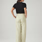 Women's Light Green Loose Fit High Rise Linen Trousers - Back View