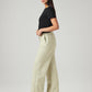 Women's Light Green Loose Fit High Rise Linen Trousers - Side View