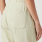 Women's Light Green Loose Fit High Rise Linen Trousers - Detail View