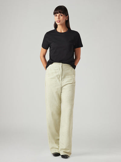 Women's Light Green Loose Fit High Rise Linen Trousers