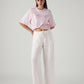 Women's Off White XL Straight Loose Fit Mid Rise Trousers - Styleshot View