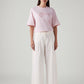 Women's Off White XL Straight Loose Fit Mid Rise Trousers - Front View