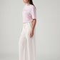 Women's Off White XL Straight Loose Fit Mid Rise Trousers - Side View