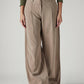 Women's Taupe XL Straight Loose Fit Mid Rise Trousers - Front View