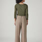 Women's Taupe XL Straight Loose Fit Mid Rise Trousers - Back View