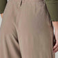 Women's Taupe XL Straight Loose Fit Mid Rise Trousers - Detail View