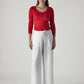 Women's White XL Straight Loose Fit Mid Rise Trousers - f4bb29cc-1df6-48f4-ba0e-4c2fce7416c3 View