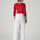 Women's White XL Straight Loose Fit Mid Rise Trousers - 8dbafefe-41c3-4ea8-b9a3-f216c3628cd0 View