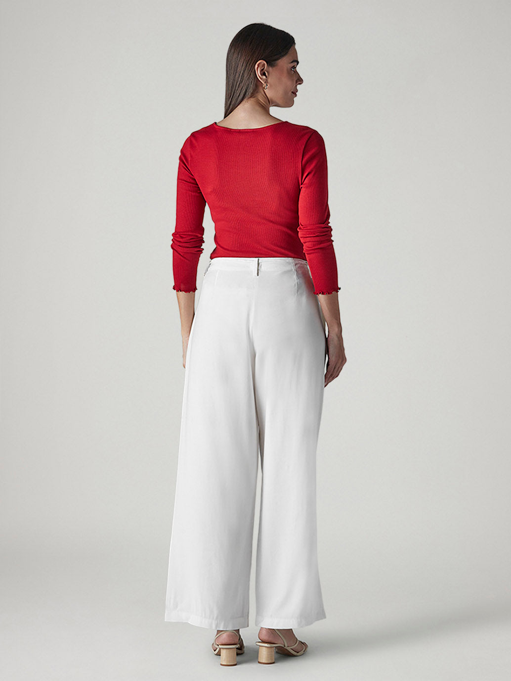 Women's White XL Straight Loose Fit Mid Rise Trousers - 8dbafefe-41c3-4ea8-b9a3-f216c3628cd0 View