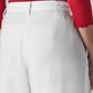 Women's White XL Straight Loose Fit Mid Rise Trousers - Detail View