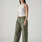 Women's Olive XL Straight Loose Fit Mid Rise Trousers - Styleshot View
