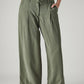 Women's Olive XL Straight Loose Fit Mid Rise Trousers - Front View