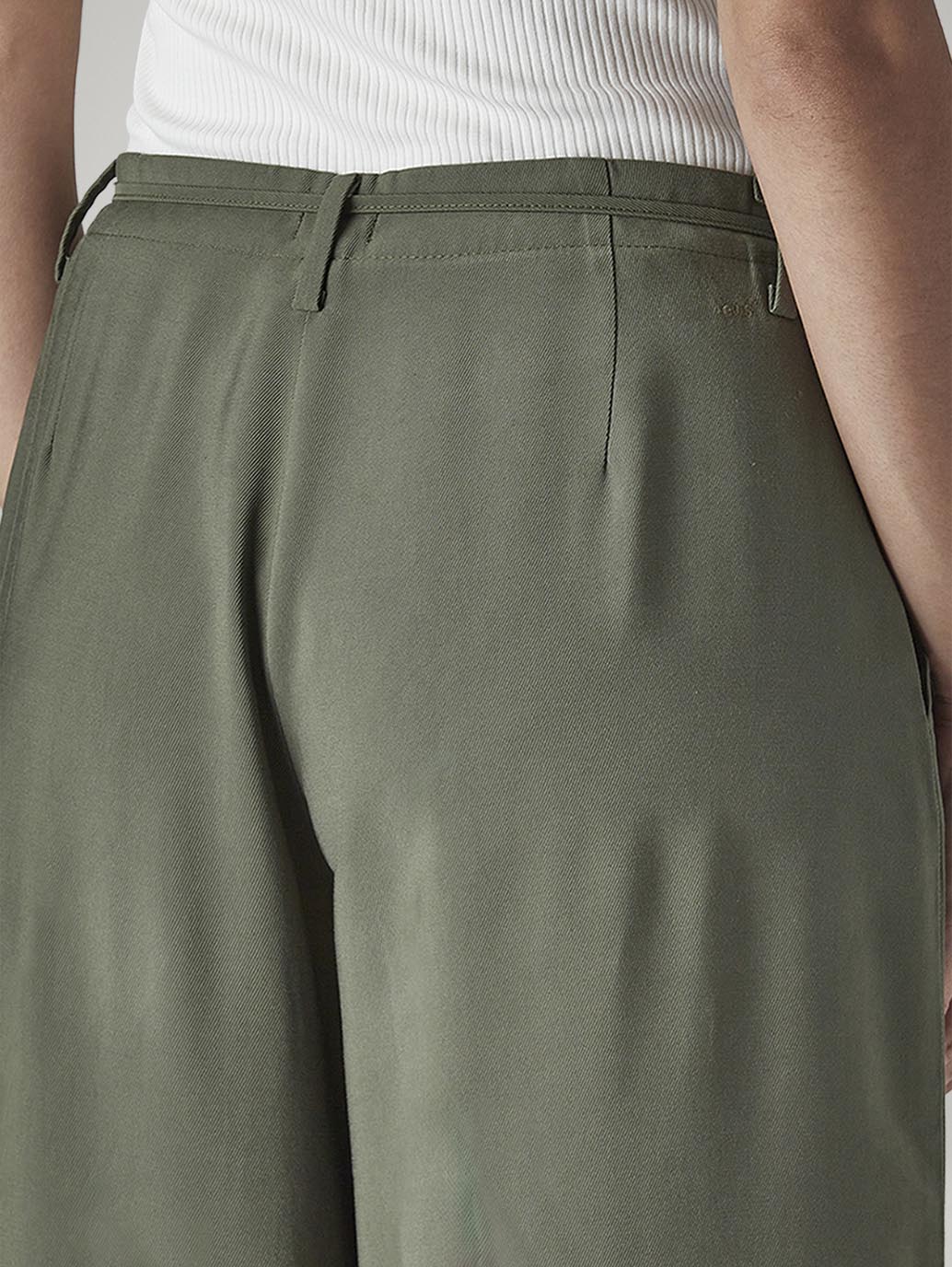 Women's Olive XL Straight Loose Fit Mid Rise Trousers - b111c8b4-c8f5-424b-9c1a-8c5bc0a7c2cb View