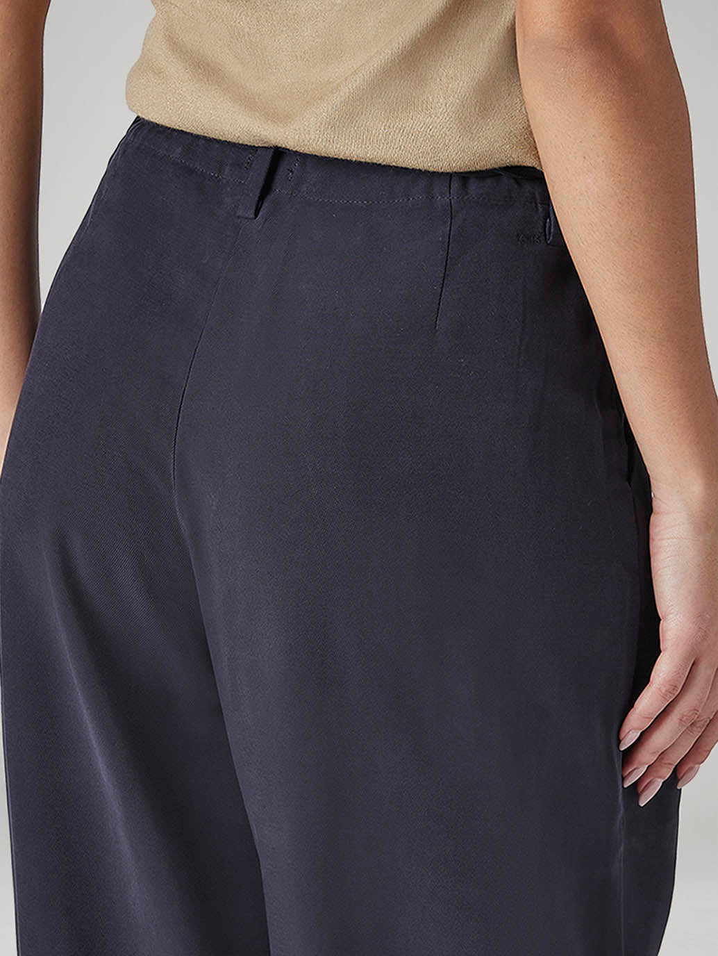 Women's Navy XL Straight Loose Fit Mid Rise Trousers - 20 View