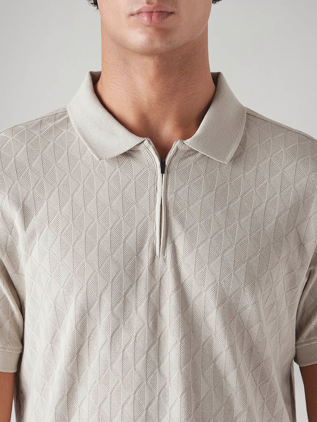 Men's Self Design Slim Fit Polo T-Shirt - 20 View