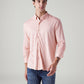 Men's Solid Light Pink Slim Fit Textured Shirt - Front View