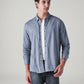 Men's Solid Blue Slim Fit Textured Shirt - Styleshot View