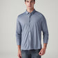 Men's Solid Blue Slim Fit Textured Shirt - Front View