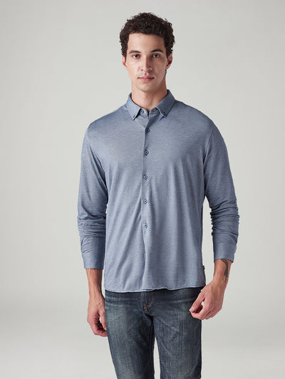 levi's Men's Solid Blue Slim Fit Textured Shirt-picture-16