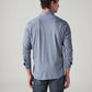 Men's Solid Blue Slim Fit Textured Shirt - Back View