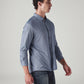 Men's Solid Blue Slim Fit Textured Shirt - Side View