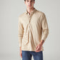 Men's Solid Beige Slim Fit Textured Shirt - Styleshot View