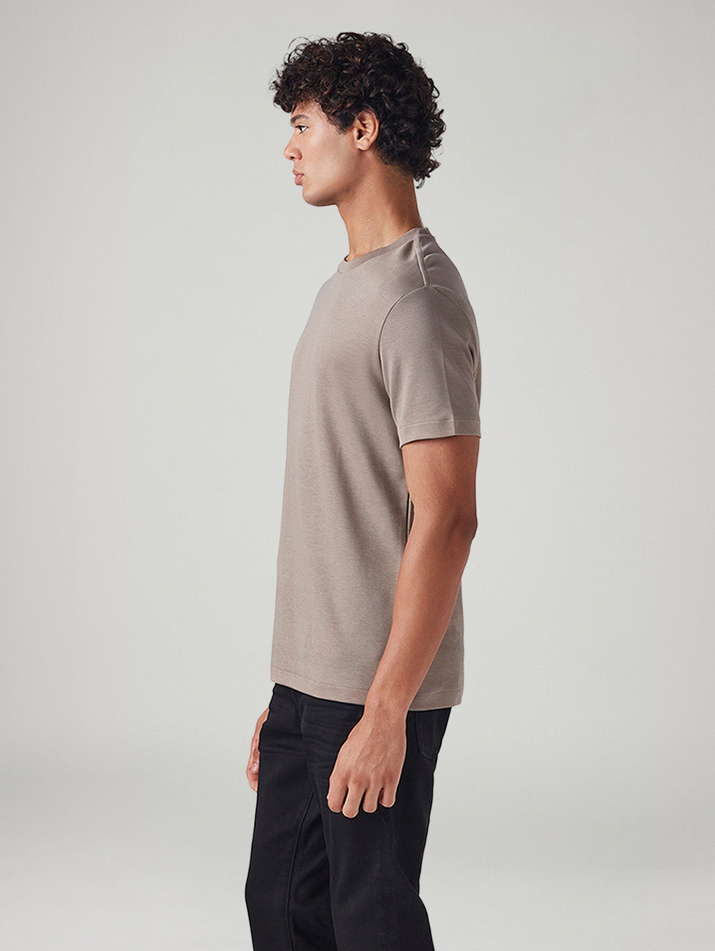 Men's Solid Regular Fit Interlock T-Shirt - Side View